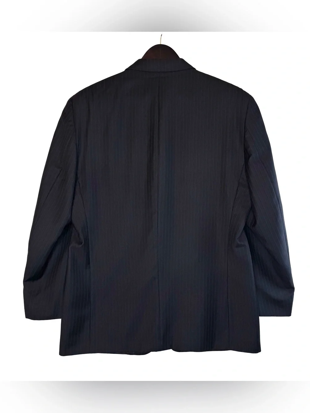 Joseph Abboud suit blazer jacket black pinstripe measures size 44R wool Party